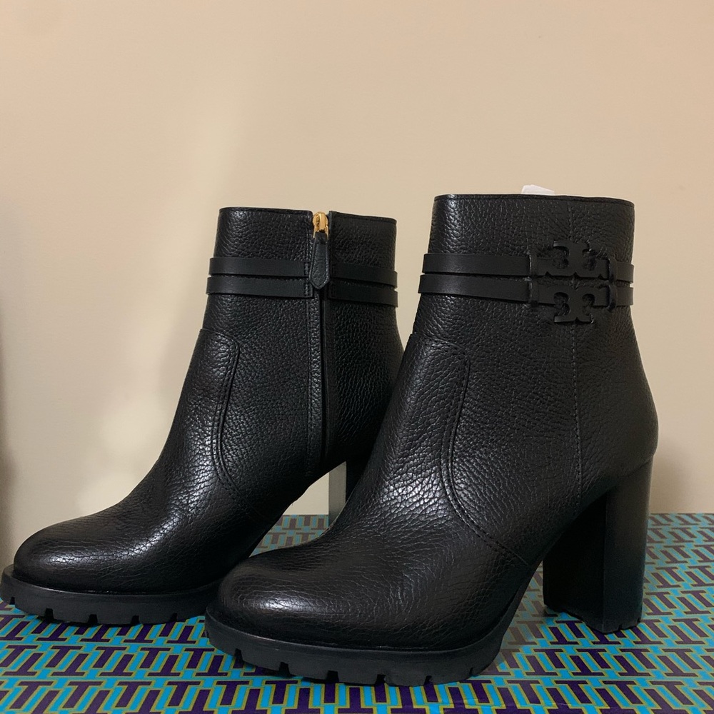 Tory Burch Leigh Lug Sole Tumbled Leather Booties